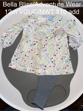 Floral Ruffle Neck Baby Top with Striped Leggings